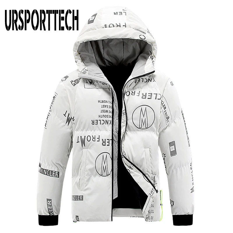 Зимняя мужская куртка повседневная Модная приталенная с буквенным принтом