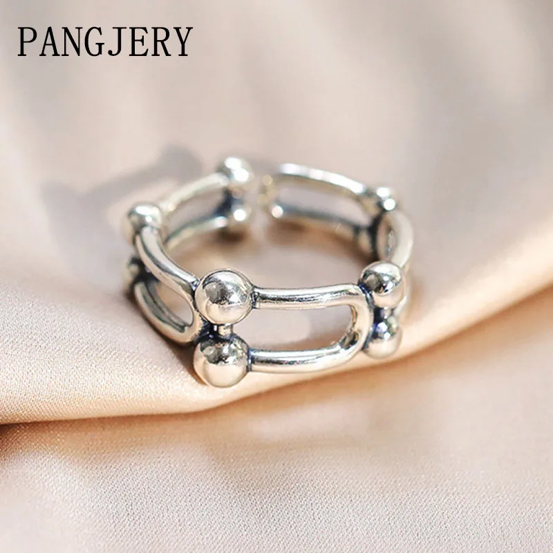 

Женское Двухслойное кольцо PANGJERY, серебряное кольцо с вырезами в винтажном стиле, маленькие круглые ювелирные украшения в Подарок на годовщ...