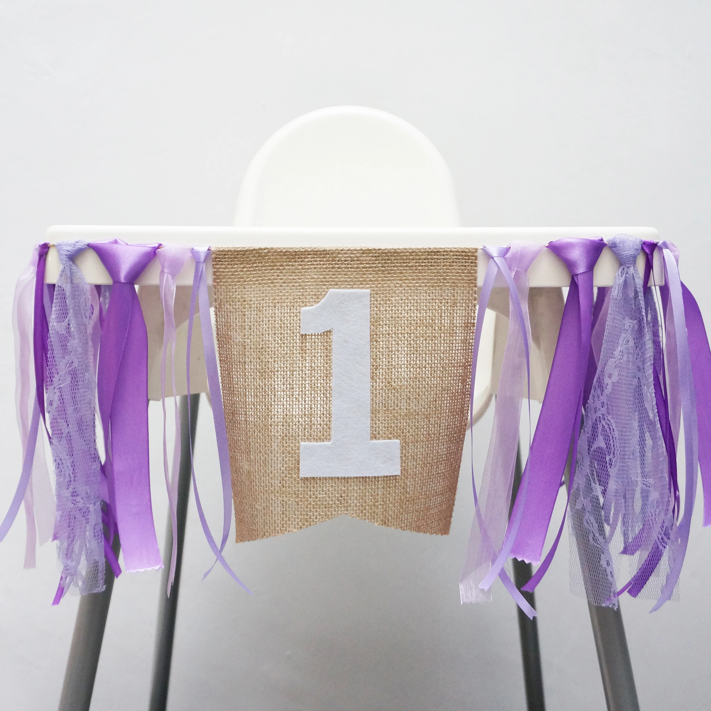 Purple Ribbon Banner 1stBirthday Party Baby Shower Flag Chair Nursery Garland Candy Bar Decoration Deco Anniversaire | Дом и сад