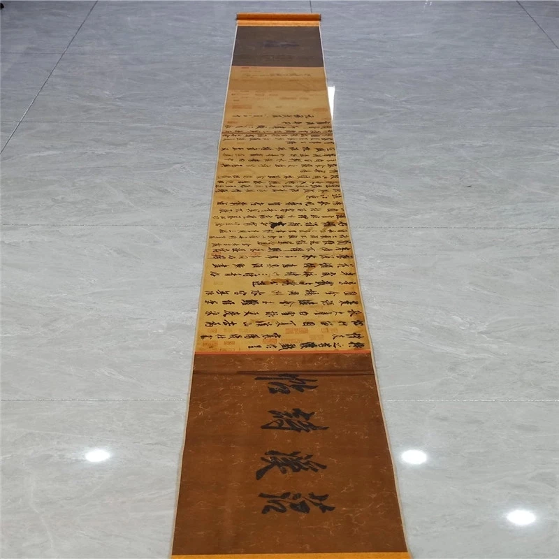 

China Old Picture Paper Mi Fu's calligraphy Of Tiaoxi Poems Long Scroll Painting