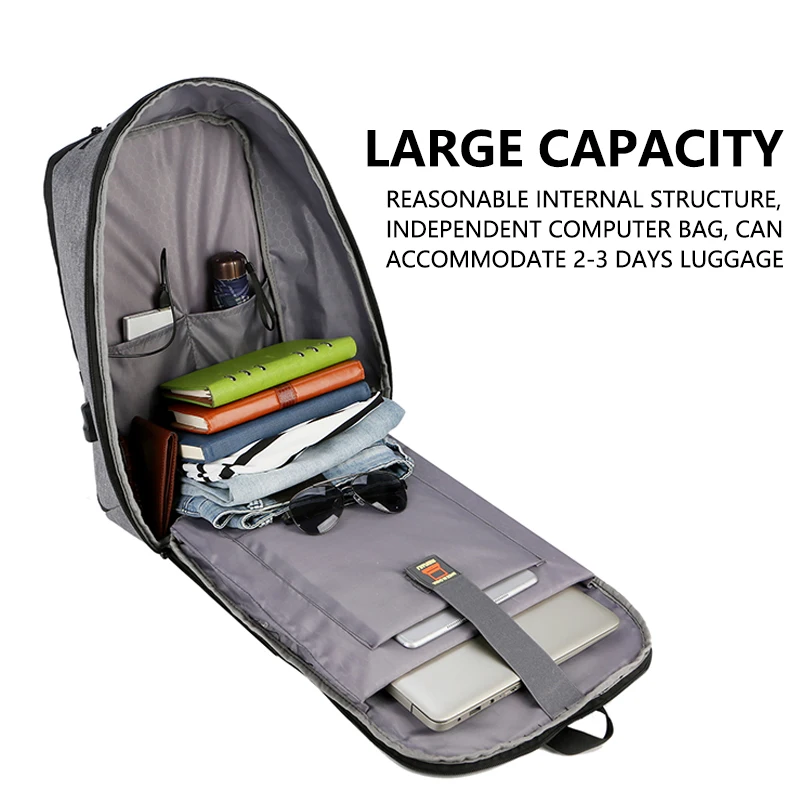Мужские рюкзаки Mochila для путешествий, водонепроницаемые, с USB зарядкой, мужские, противоугонные, для ноутбука, модные, 15,6 дюймов, бизнес-компьютер, задняя панель