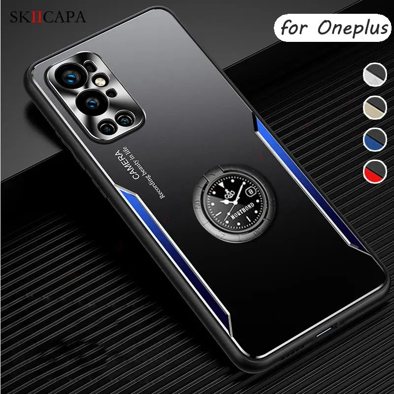 matte aluminum metal phone case for oneplus 9 pro 9r magnetic ring stand cover for one plus le2121 le2125 hard protective cover free global shipping