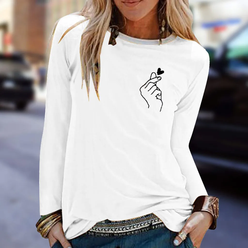 Женская футболка с принтом пальцев Повседневная Нижняя одежда женские топы