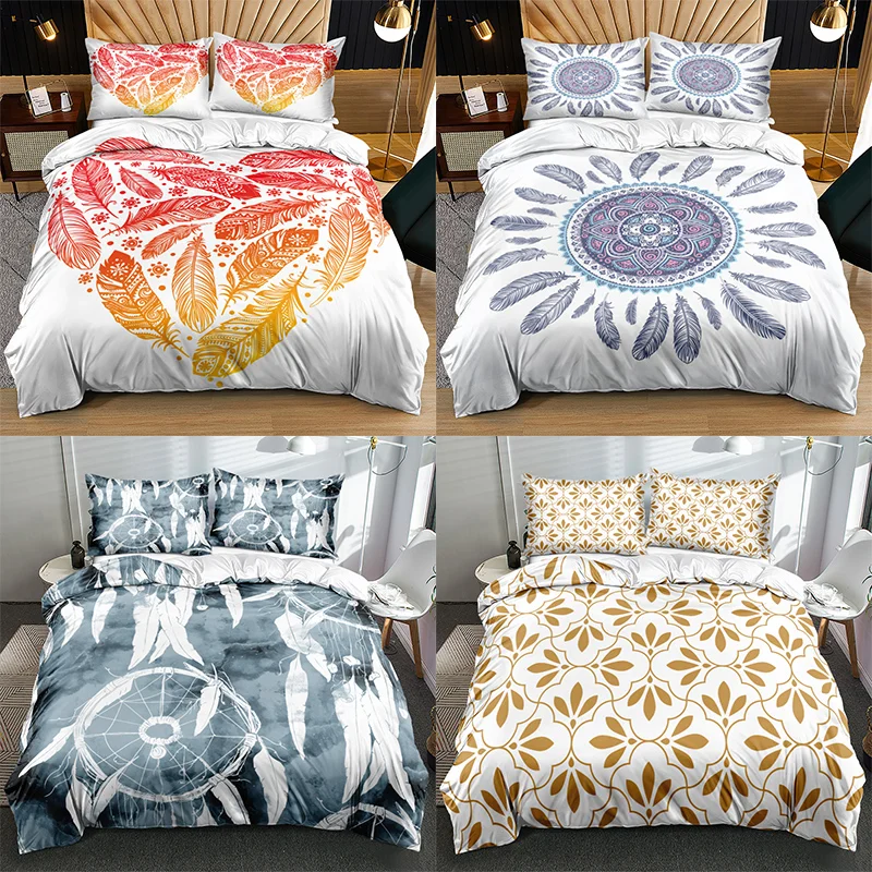 

High Quality Bedding Set Soft Polyester Queen King Twin Full Sizes quilt cover 2 pillowcases Covers Nordic And Sheets For Bed