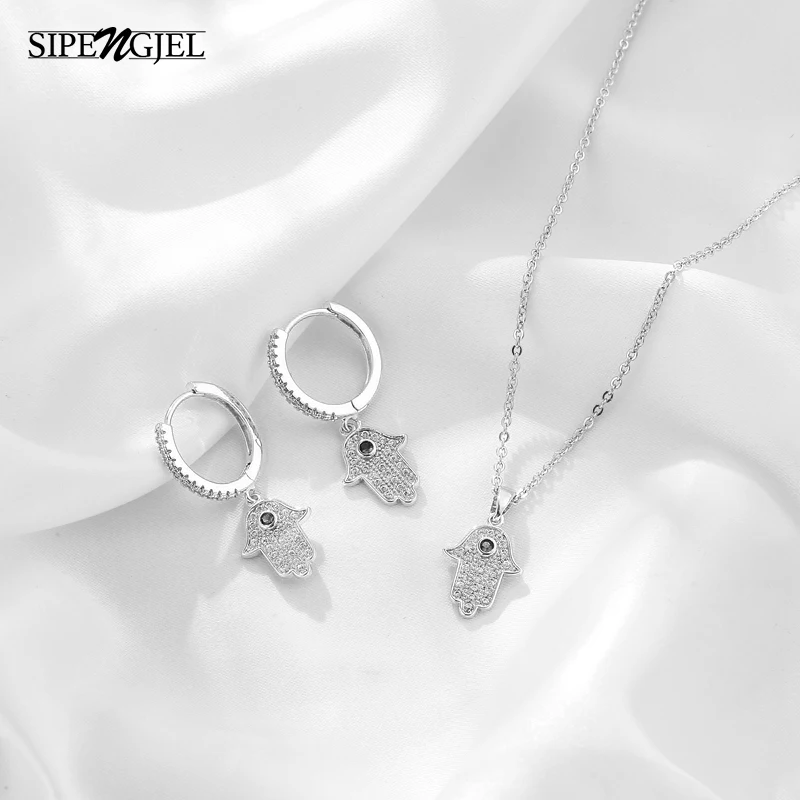 Женские серьги кольца SIPENGJEL простые элегантные из циркония с блестящим