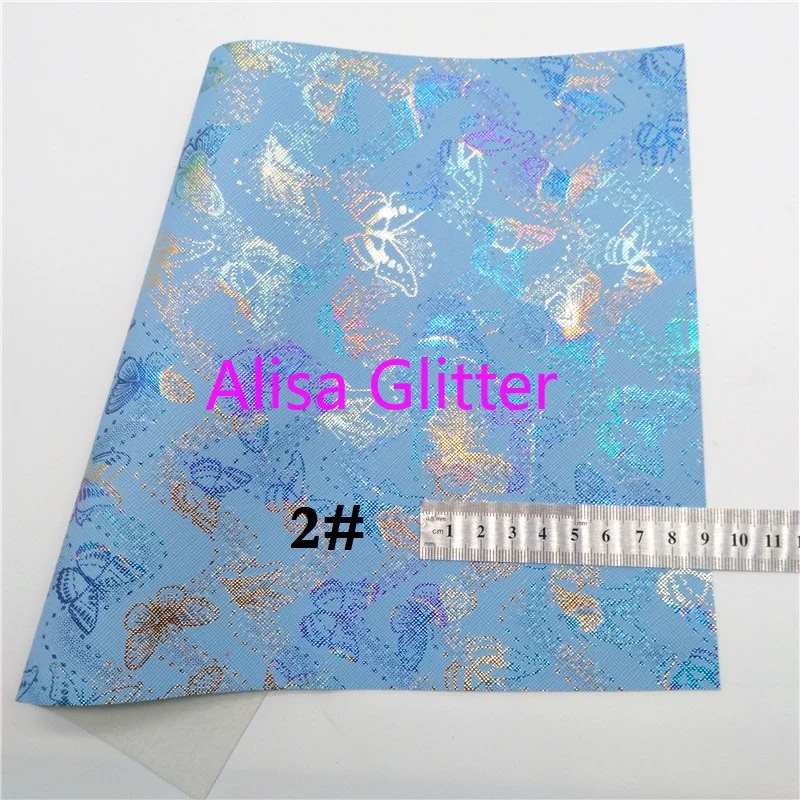 Синяя блестящая ткань Alisa размера A4 21 х29 см из искусственной кожи с сердечками и