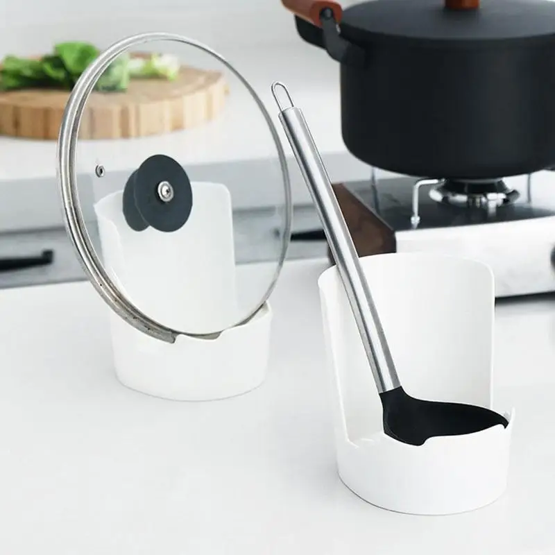 

Pot Lid Spoon Stand Rack Kitchen Multifunction Cooking Bracket Storage Holder White Plastic Shelf Utensil Punch-free Sit-do H9J3
