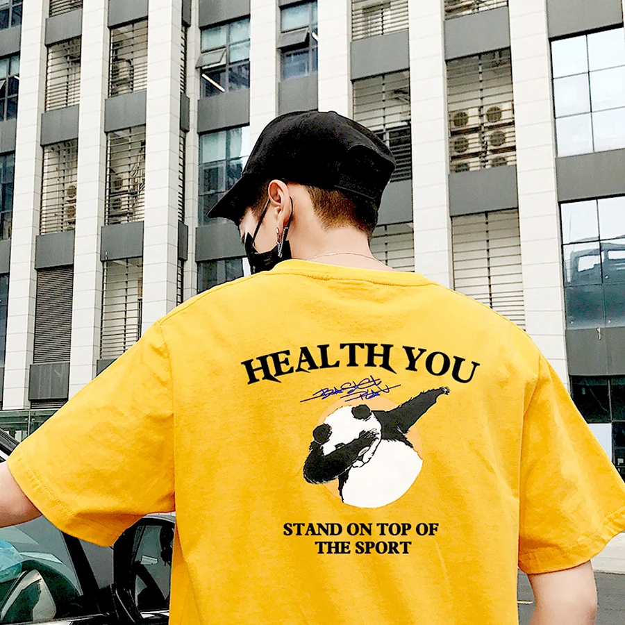 

White Cotton Tshirt Men Animal Summer Harajuku Panda Clothes Funny T-Shirt Men Streetwear South Korea Clothing Russia 2021 Hot