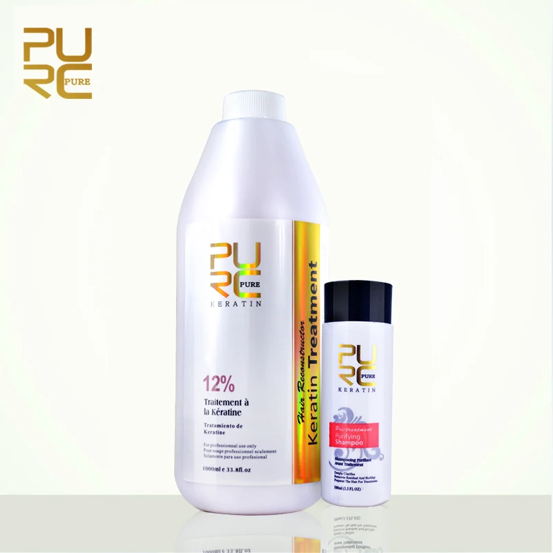 

PURC 1000ML Brazilian Keratin Hair Treatment Set Straighten Repair Damaged Hair Purifying Shampoo Professional Salon Products