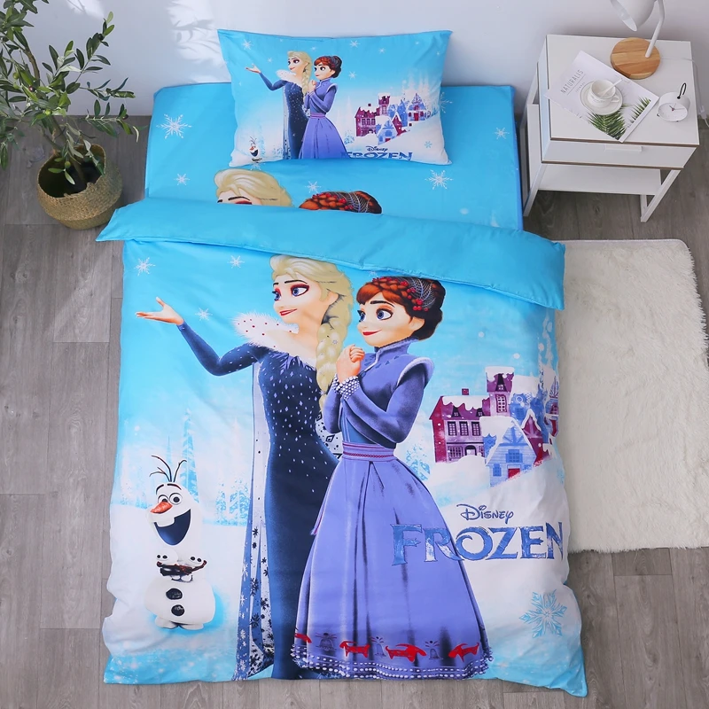 Disney Blue Frozen 2 Эльза Анна Принцесса 100% хлопок постельное белье Комплект постельного