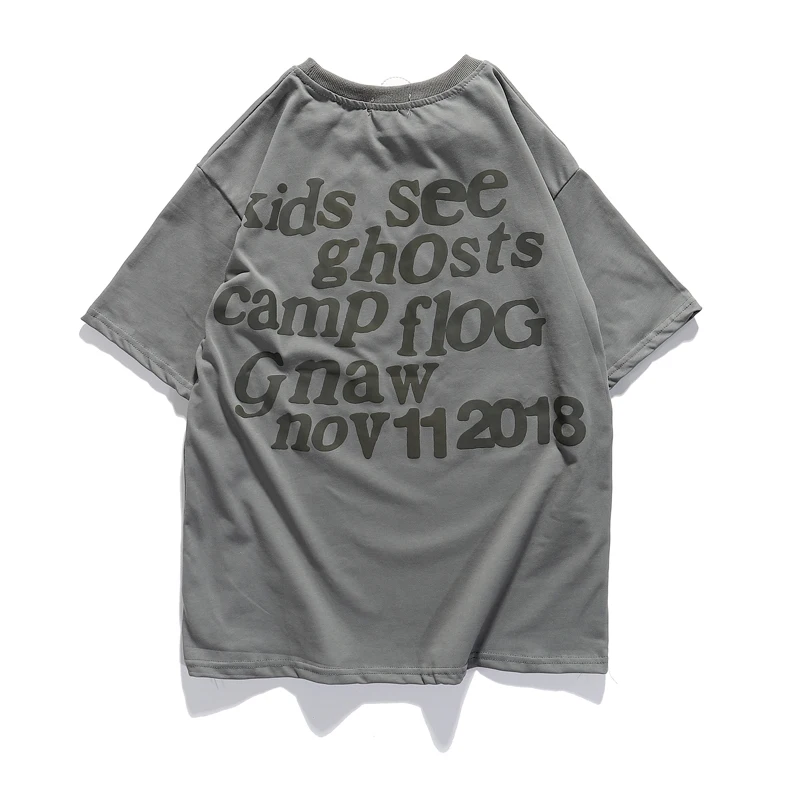

Kanye West Kids See Ghosts Oversized Men T Shirt Tour Commemorative Printed Retro Loose Harajuku Crew Neck Short Sleeve T-shirts