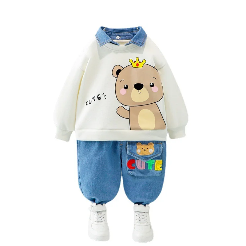 

New Spring Autumn Baby Boys Girls Clothes Suit Children Cute Cartoon T-Shirt Pants 2Pcs/Set Toddler Casual Kids Costume