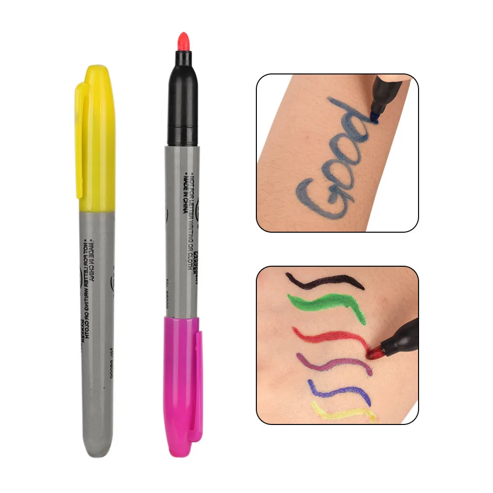 

1 Set 6 Color Tattoo Marker Pen Skin Markers Permanent Makeup Eyebrow Microblading Thin Scribe Positioning Tool Tattoo Supplies