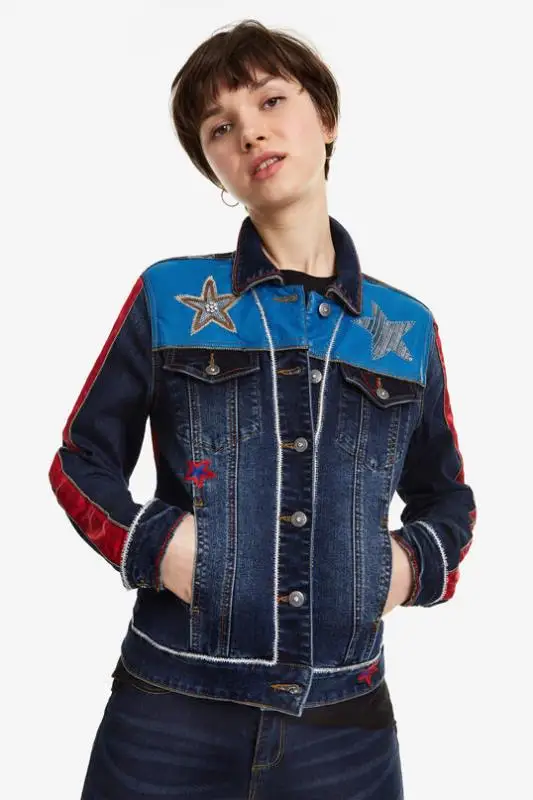 Джинсовая куртка в испанском стиле с цветочной вышивкой|Женские куртки| |