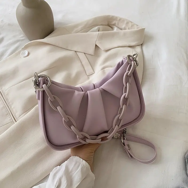 

New Chain Design Small PU Leather Crossbody Bags For Women 2020 Solid Color Shoulder Handbags Female Travel Cross Body Bag