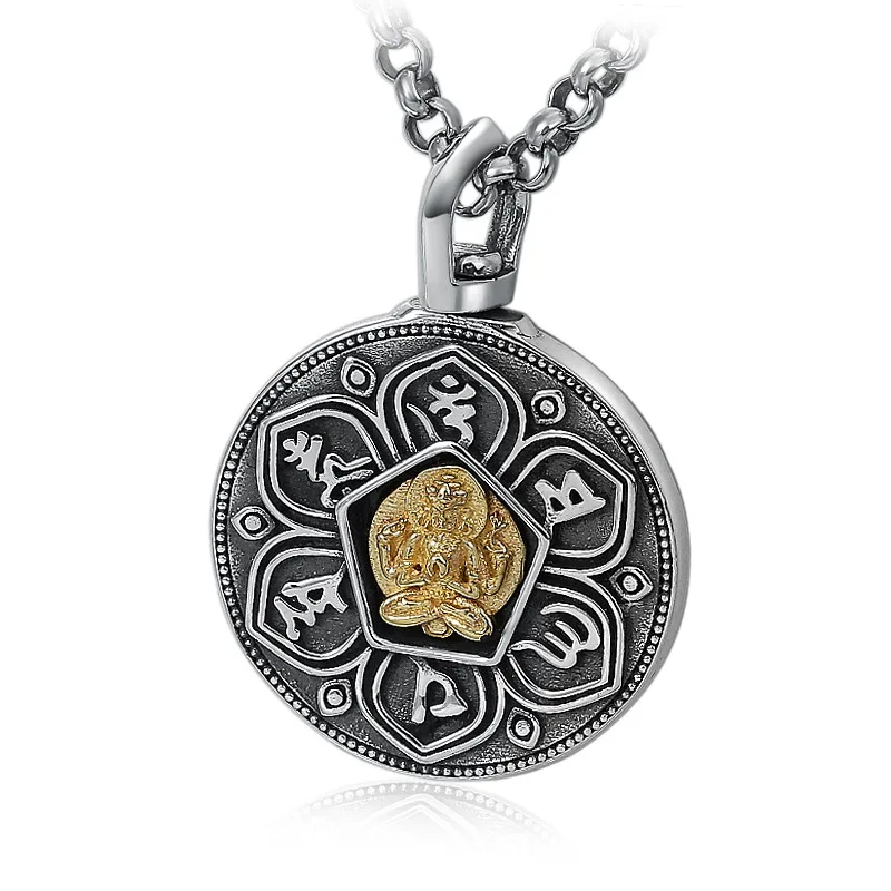 Real 925 Sterling Silver colour Mantra Pendant Thai Six Words Carved OM Prayer Tibetan Buddhist Tags Jewelry | Украшения и