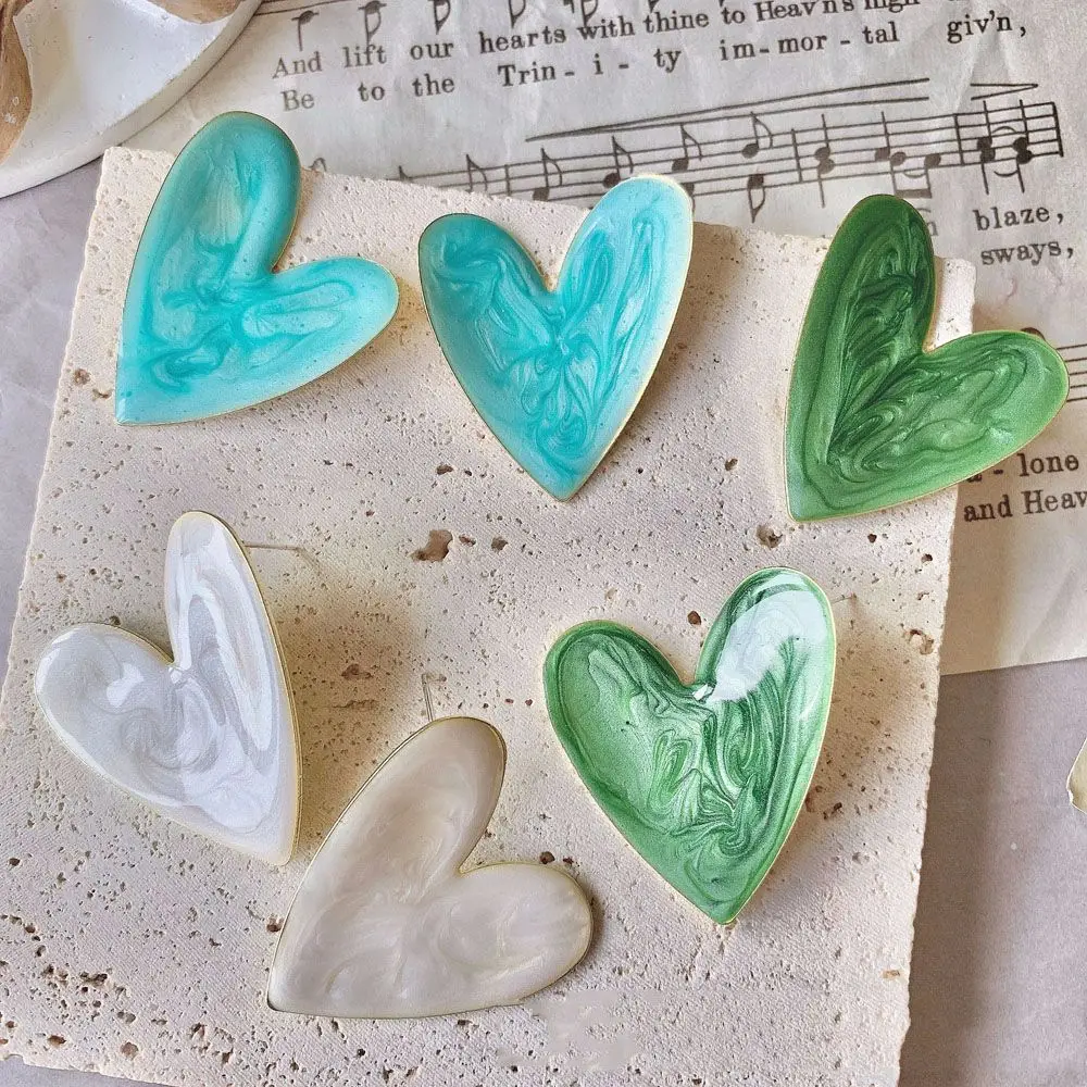 

2021 New Love Heart Stud Earrings Candy Color S925 Silver Needle Personality Temperament Women Girls Fashion Jewelry Gifts