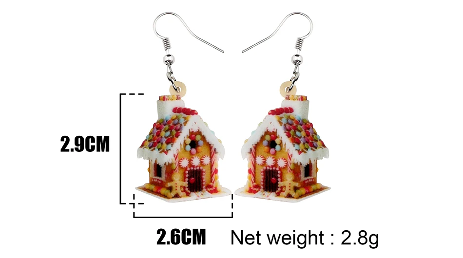 WEVENI Acrylic Christmas Anime Colorful House Earrings Long Drop Dangle Fashion Girl Women Wholesale Festival Party Accessories