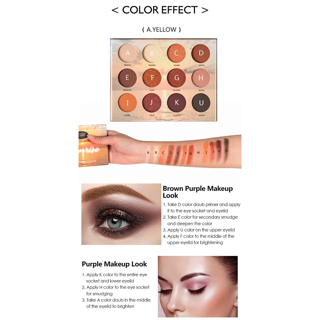 Makeup 12 Color Nude Matte Shimmer Eyeshadow Palette Pearl Light Dish Eye Fashio Shadow Pallete |