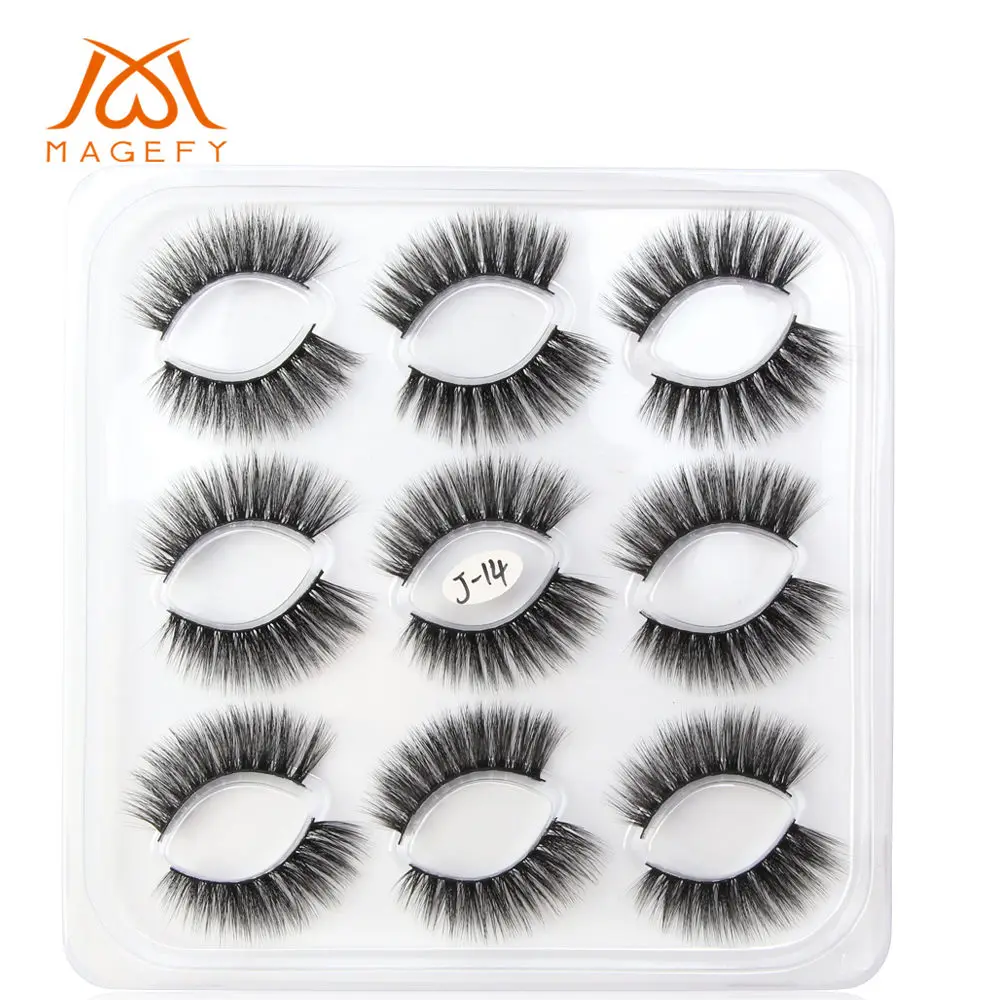 9pairs pack-3DJ14 5/7/9/10 пар в комплекте; 3D норковые ресницы длинные накладные ресницы в виде натуральных пышный объем тонкими поддельные клей для наращивания ресниц Макияж торговля - Цвет: 9pairs pack-3DJ14