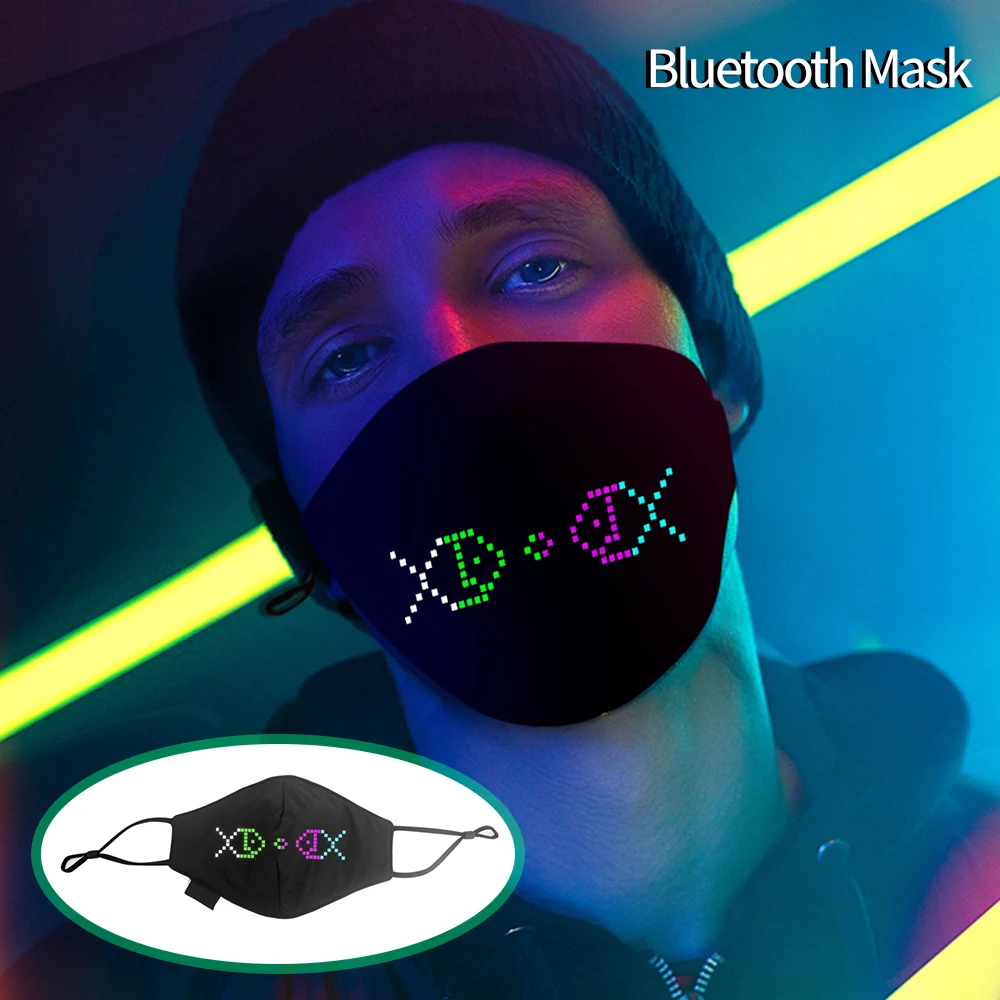 Унисекс с подсветкой и зарядкой от Дисплей противопылевая лицевая маска Модный