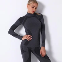 women seamless top long sleeve yoga vest cropped top fitness gym shirt mesh sports top striped knitted t shirts