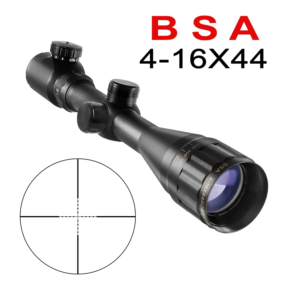 Оптический прицел BSA OPTICS 4 16x44 AOE регулируемый зеленый/красный с подсветкой для