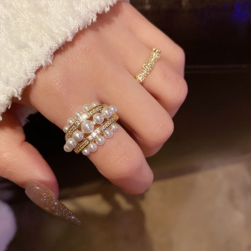 INS Мода Стразы жемчугом регулируемой длины кольцевой светильник класса люкс