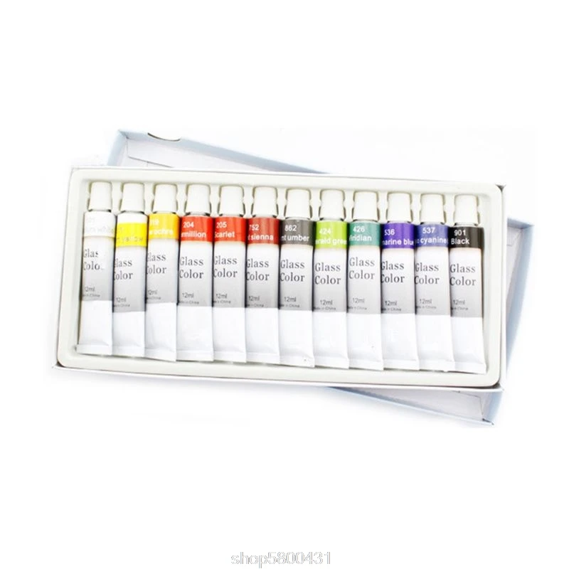 

12ml 12 Colors Glass Paint Acrylic Hand Painted Pigments Drawing Tubes Set Artist Art Supplies N20 20 Dropshipping