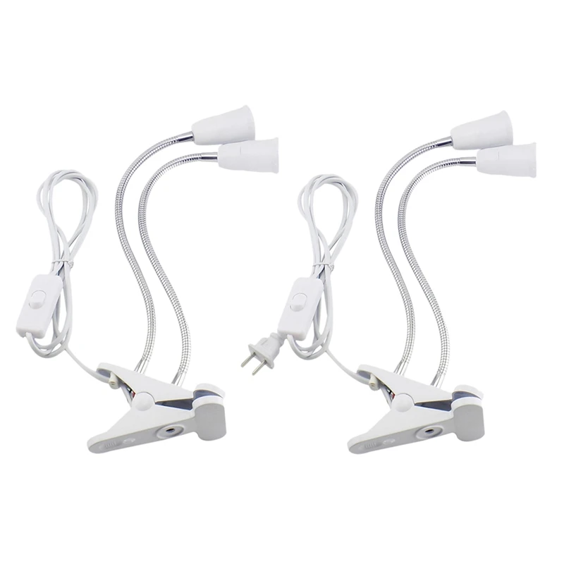 

E27 Led Grow Light Dual Heads Clip On Flexible Extension Bulb Lamp Holder Plug