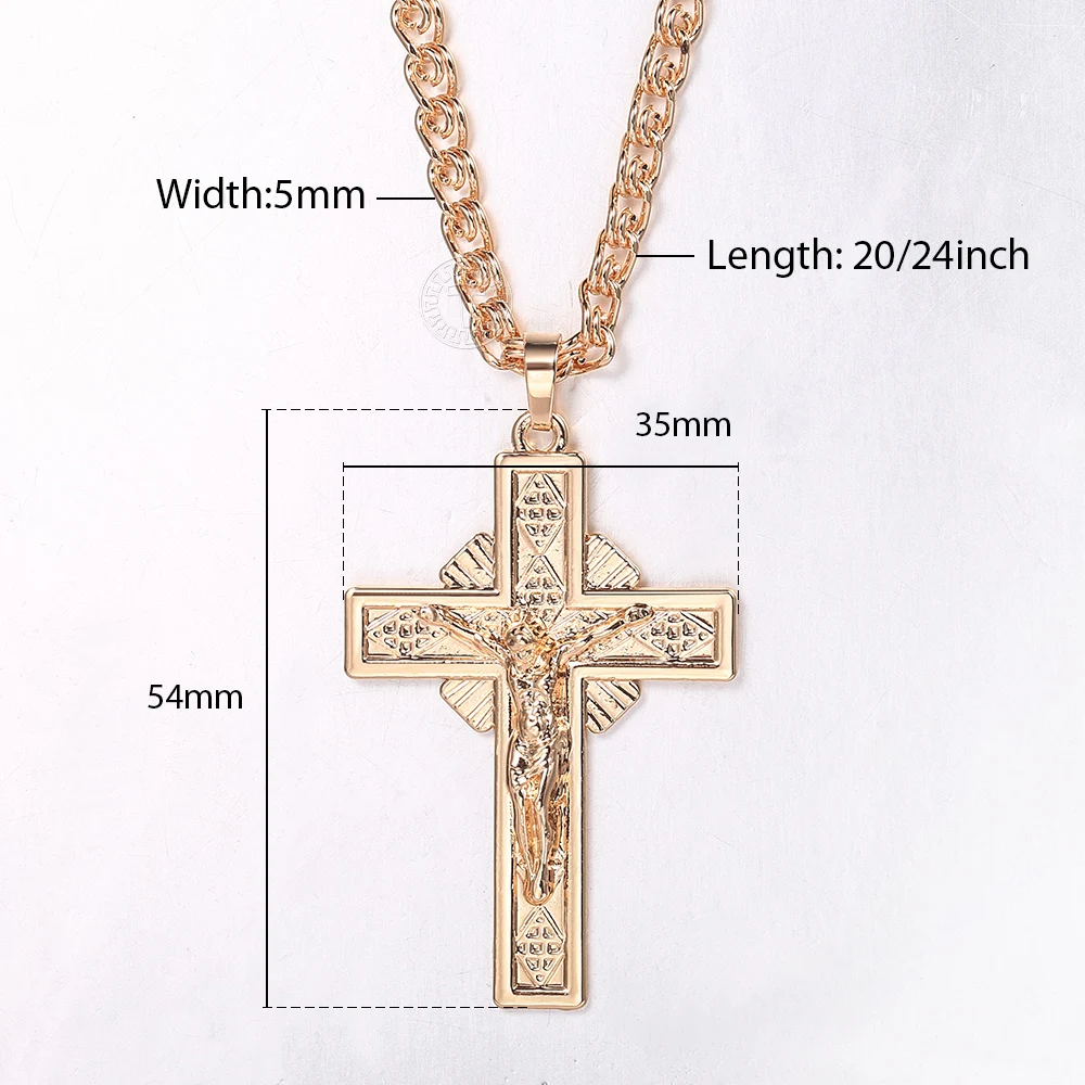 Ожерелье с подвеской в виде Креста для мужчин и женщин из розового золота 585 пробы