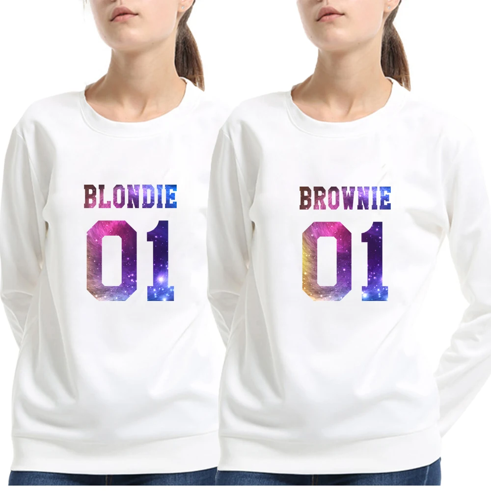 Женская Осенняя серая толстовка Brownie 01 с принтом Best Friends Tumblr BBF рубашка длинным