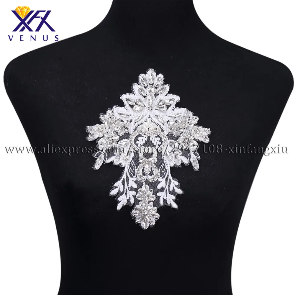 XFX Венера 1 шт. женский цветок из бисера аппликация лифа и стразы белая сетка