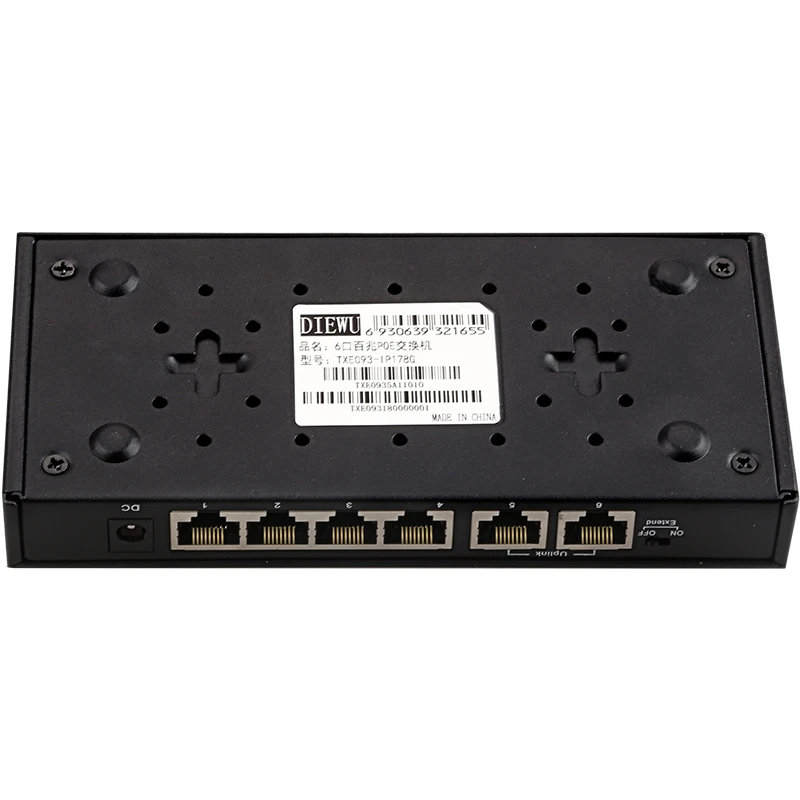 Diewu 6 Порты и разъёмы Poe коммутатор Gigabit Ethernet сетевой коммутатор Gigabit 4-Порты и разъёмы 10/100 Мбит/с 802.3At/Af Poe+ 2-Порты и разъёмы 10/100 Мбит/с коммутатор питания через Ethernet