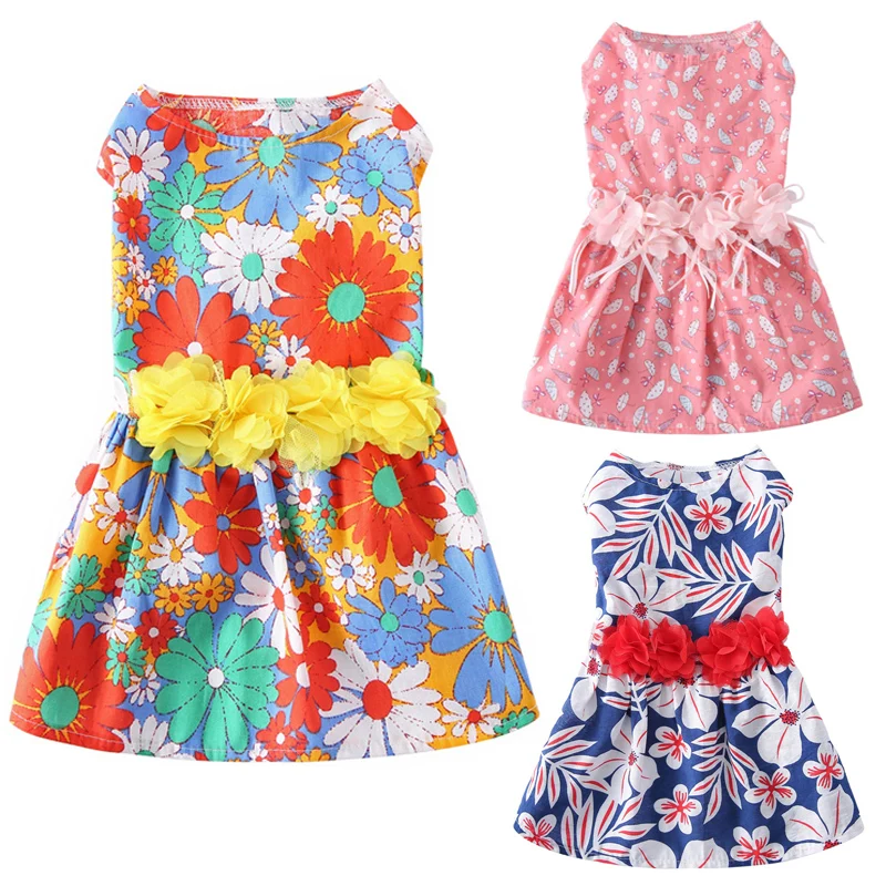 

Платья с цветочным рисунком для собак, украшенные розами и цветами, Eelgant, платье принцессы для маленьких собак, весенне-летняя одежда для соб...