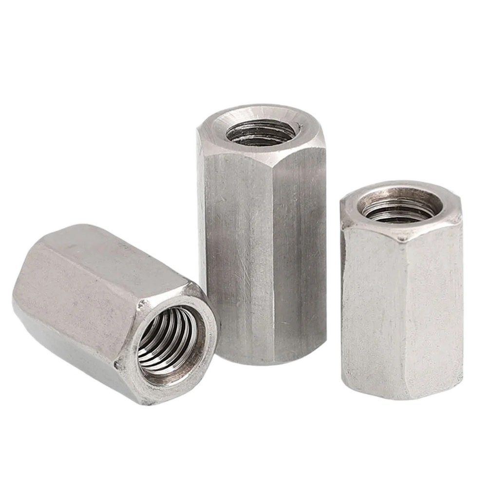 

2pc M6 M8 Hex Coupling Nut Rod 304 Stainless Steel Long Hexagonal Nut Connection Thread Nut Fit Blot All-Thread Bar Stud M6x20