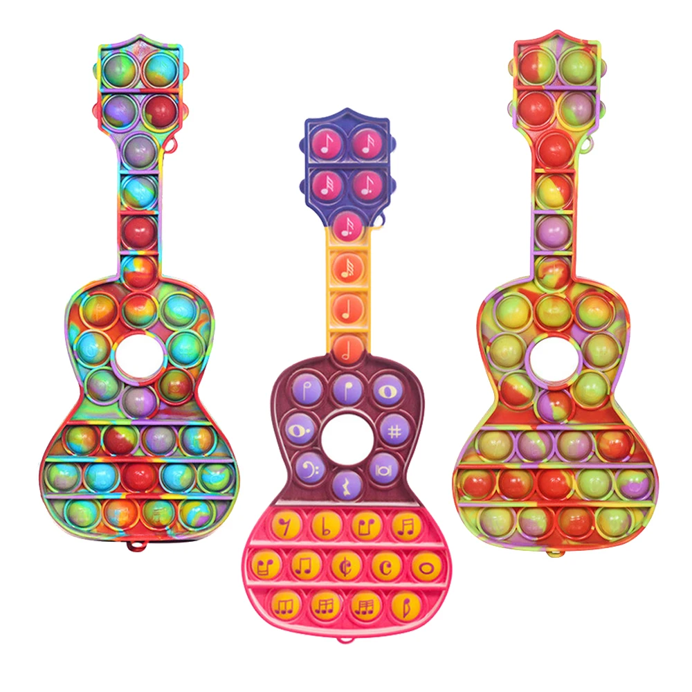 

Guitar Shape Fidget Toys Antiestres Bubble Jouet Anti Stress Reliever Speelgoed Figet Figit Squeeze Popite Sensory Rainbow Gift
