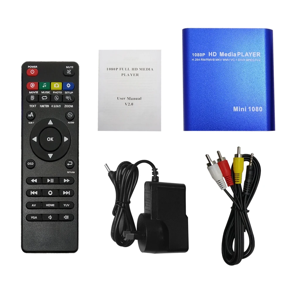 Full HD 1080P HDD мультимедиа плеер с совместимому HDMI SD медиа ТВ коробка зарядное