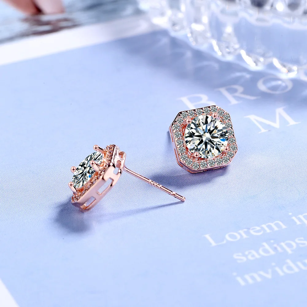 

DI-516 Geometric earrings female Japanese and Korean style simple diamond earrings square personality earrings