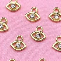 10pcslot gold color metal crystal eyes charms accessories for jewelry making diy earrings necklace bracelets finding wholesale