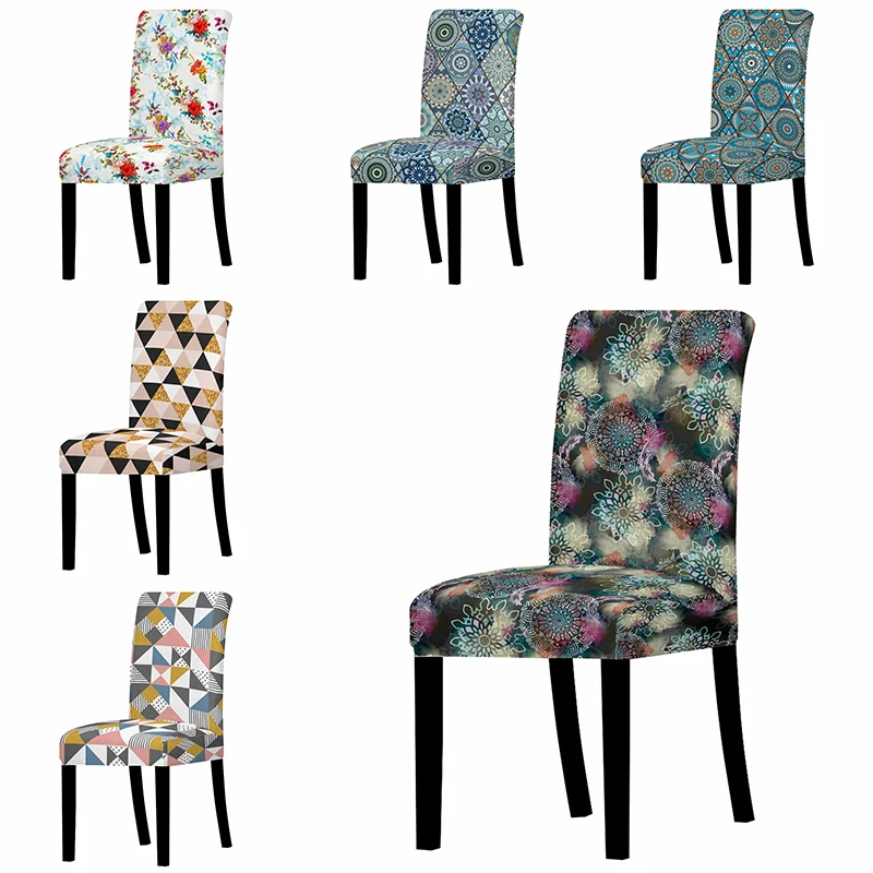Чехол для стула с геометрическим цветочным принтом чехол обеденного современный