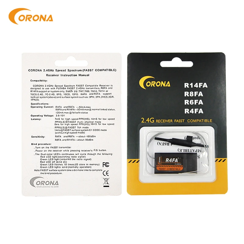 Corona R4FA 4CH FUTABA 2 4 ГГц Совместимость с FASST (технологией стандартных систем гибкой