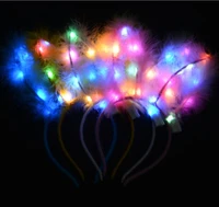 led light up headband gift holiday glow supplies plush ear glowing hair band glow holiday party headwear supplies