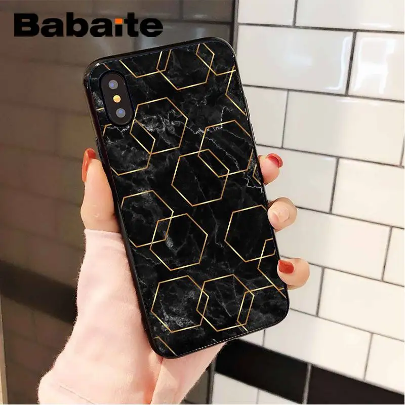 Babaite черный золотой мраморный ТПУ Черный чехол для телефона, чехол для iPhone 8 7 6 6S Plus X XS MAX 5 5S SE XR 11 11pro 11promax Shell