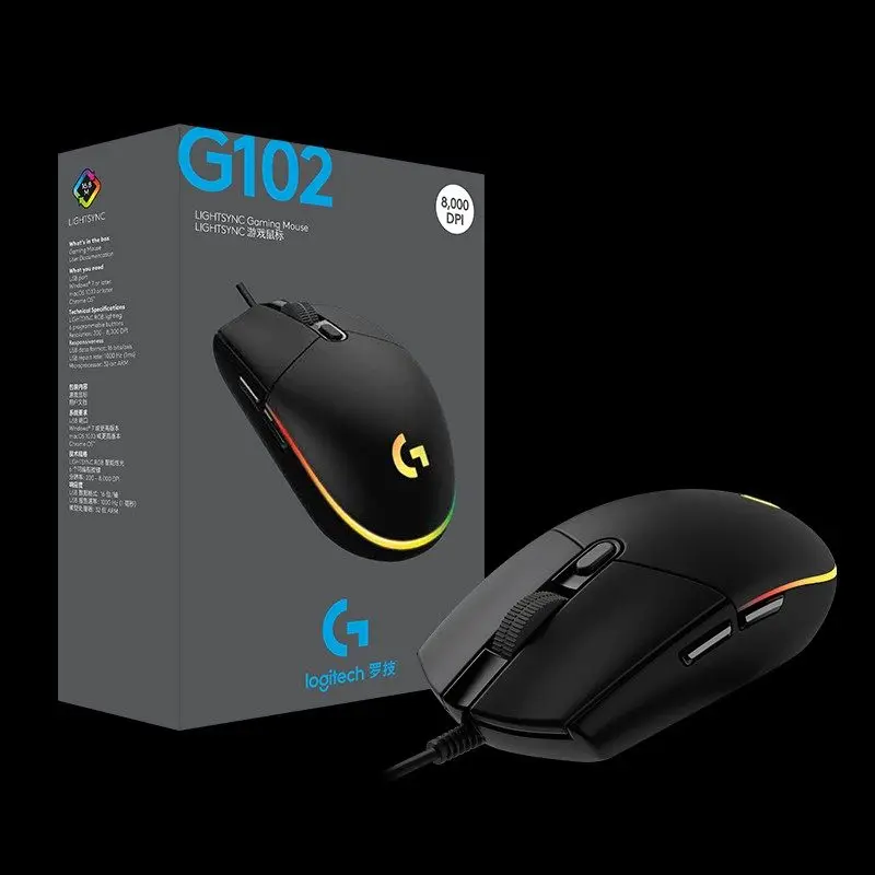 Мышь Logitech G102 Проводная игросветильник для Windows 10/8/7 8000 точек/дюйм | Компьютеры и