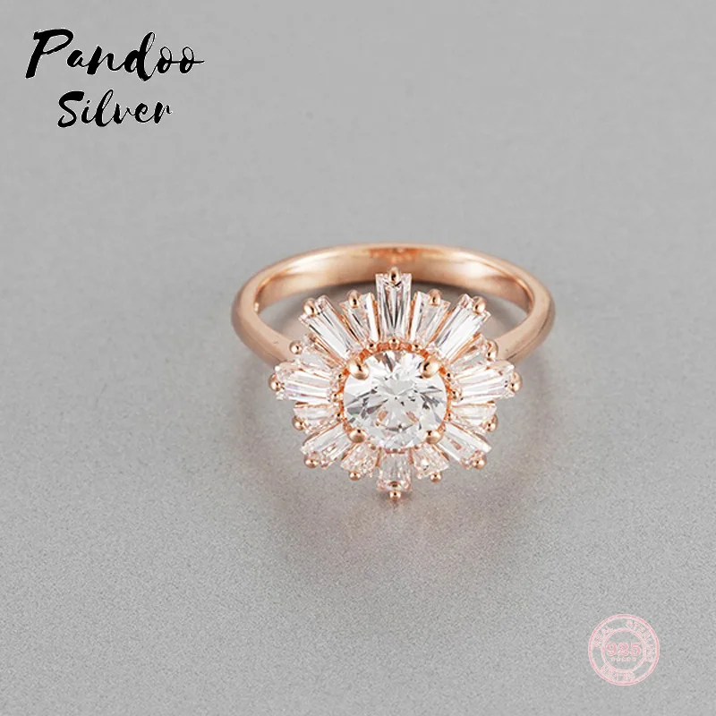 

PANDOO Fashion Charm Silver Plated Original 1:1 Copy, Sun Pattern Warm Love Light Rhyme Ring Ring Female Luxury Jewelry Gifts