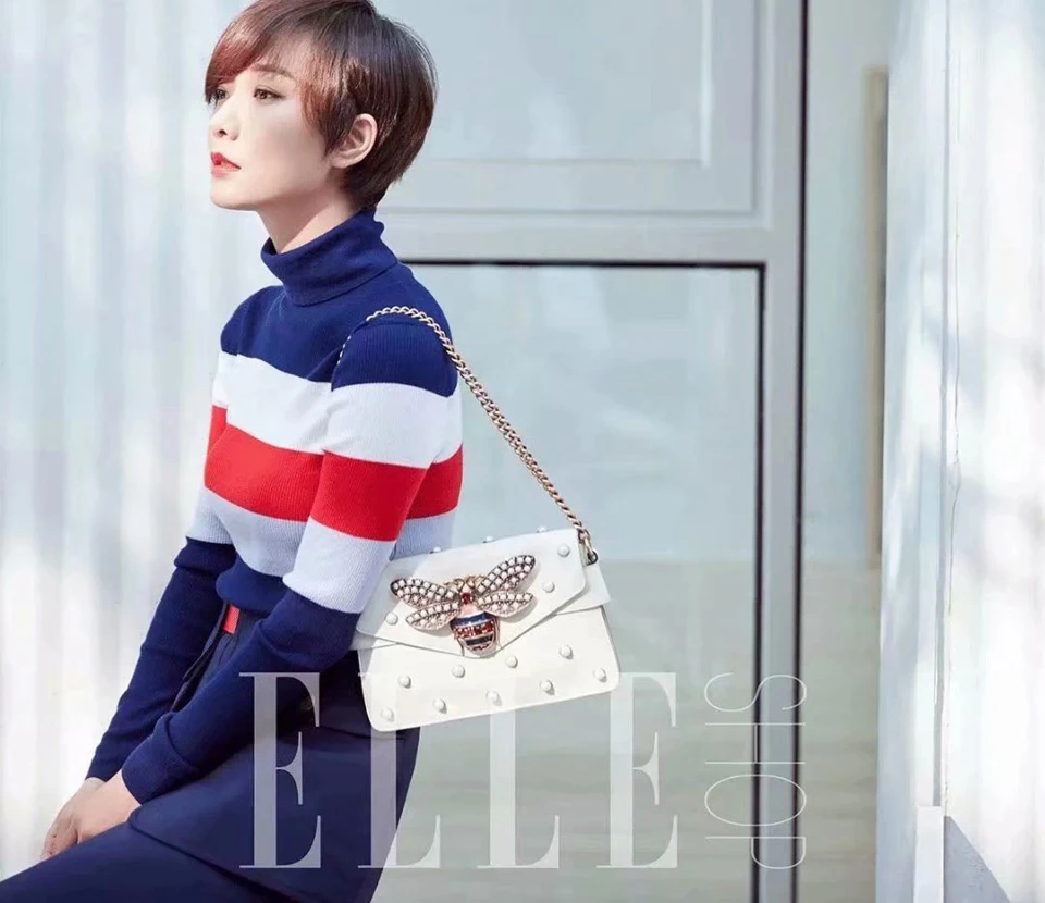 

Autumn And Winter New Style Print Stripe Knit Stretch Long Sleeve High Collar Top Pocket Half Skirt Women'S Two-Piece Suit