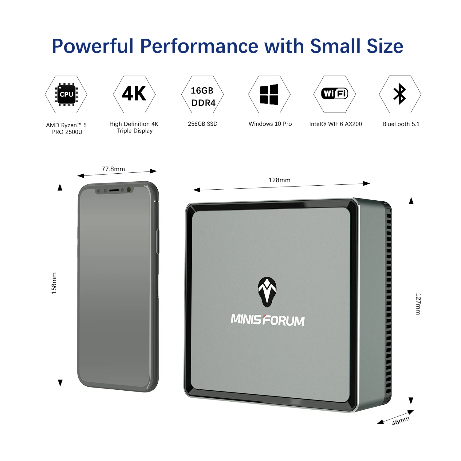 Günstig MINISFORUM DeskMini UM250 Mini PC 16GB 512GB AMD Ryzen 5 PRO 2500U 4 Kerne WIFI 6 BT 5,1 Büro MINI PC Windows 10 Pro TV BOX