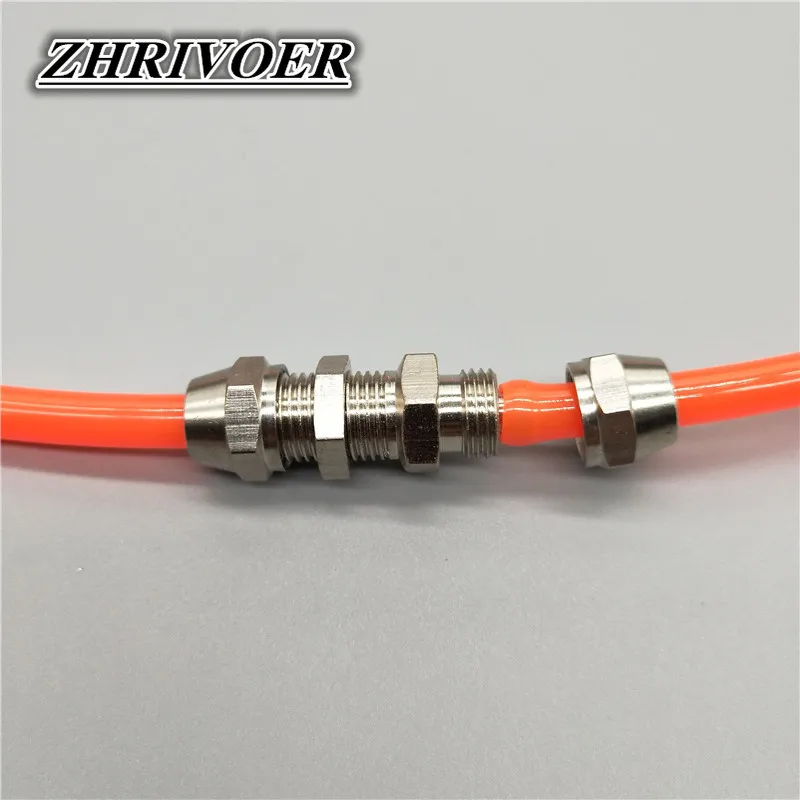 1Pcs PM4 PM6 PM8 PM10 PM12 Copper-plated Nickel Quick Screw Through Baffle Connector Pneumatic Plate Pipe Fittings - купить по