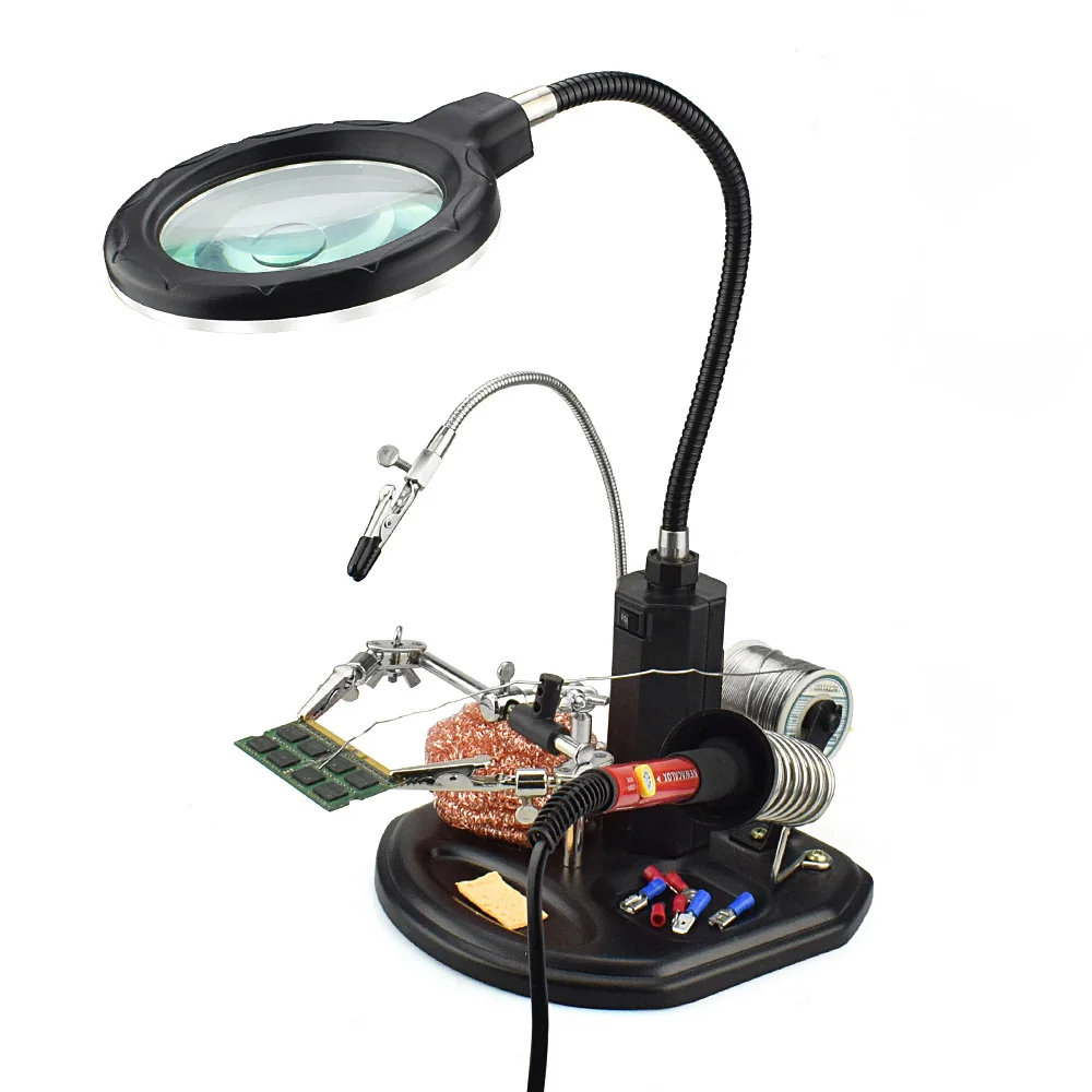 Welding Magnifier NEWACALOX 2.5X/4X светодиодный лупа USB станция для пайки Рука помощи рабочего стола увеличительное стекло Стенд сварка ремонт вспомогательный инструмент - Цвет: Welding Magnifier